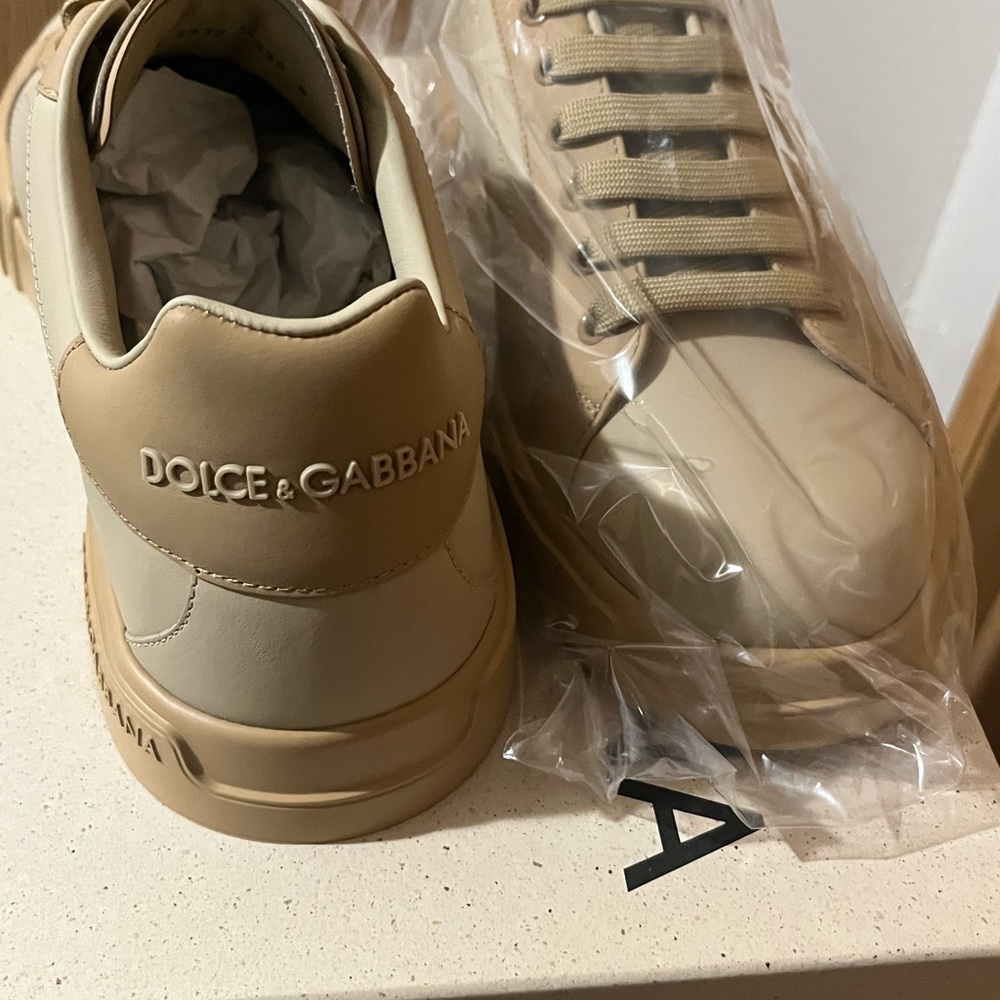 Dolce & Gabbana Beige Leather Sneakers